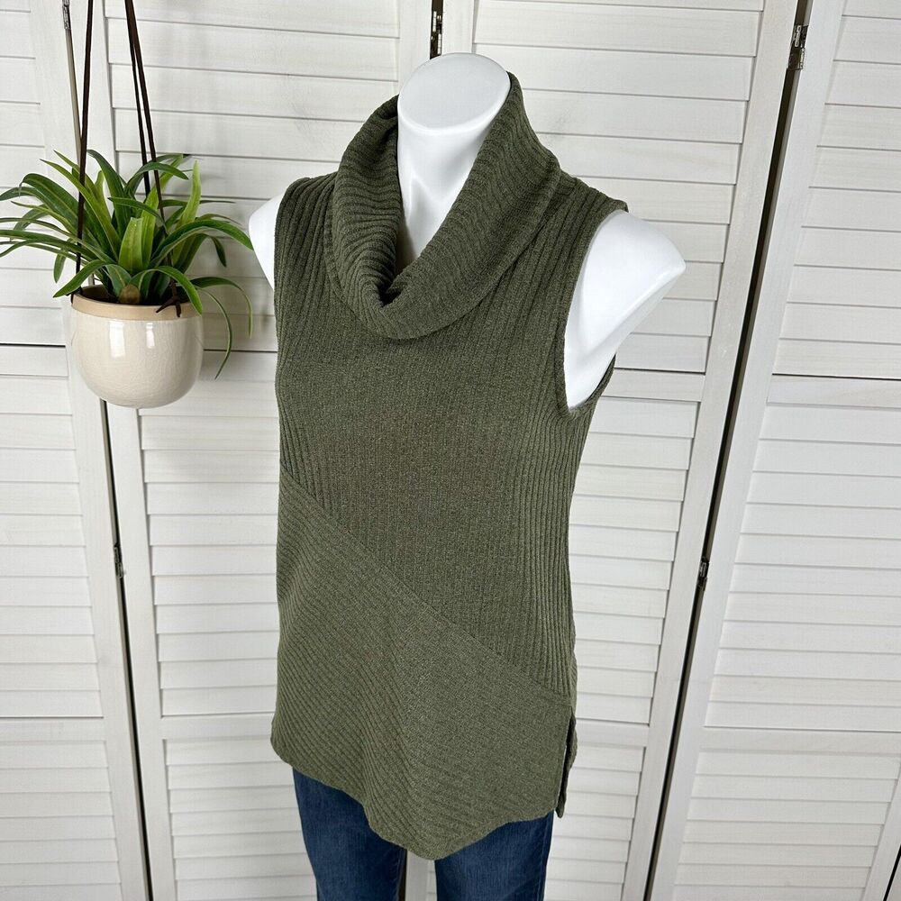 Anthropologie‎ Sunday in Brooklyn Green Emelia Cowl Neck Ribbed Knit Top Size S